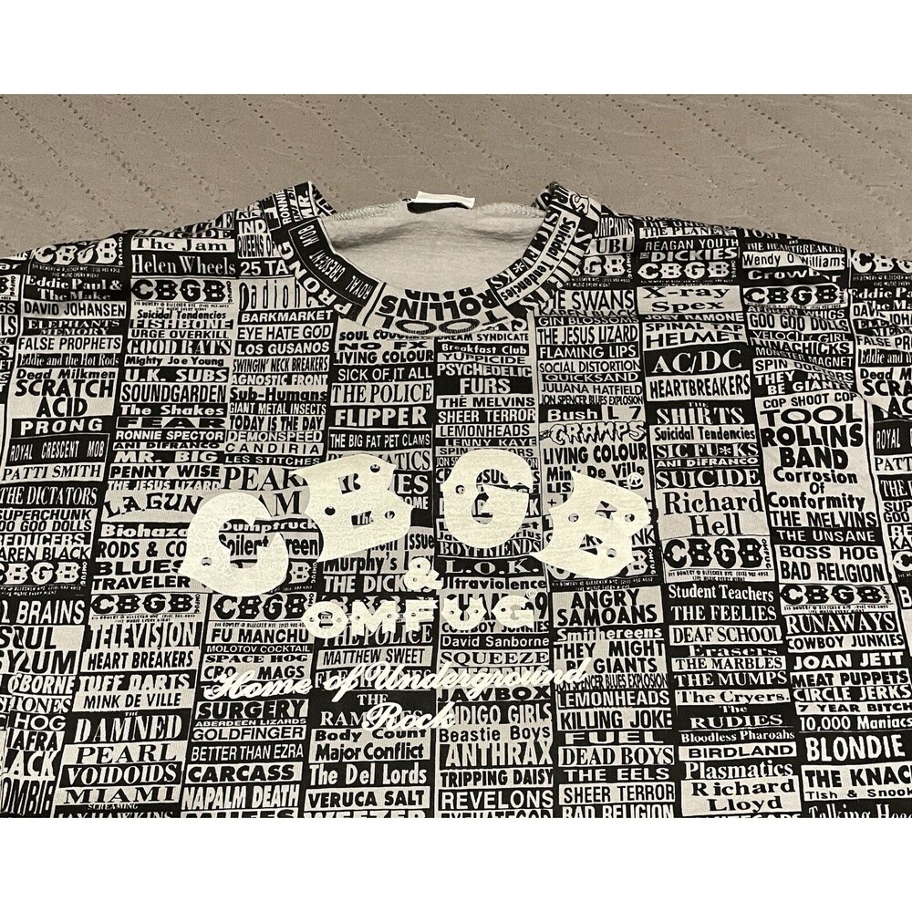 xRARE CBGB OMFUG BAND LIST SHIRT MENS SIZE XL CONCERT PUNK ROCK MUSIC NEW YORK
